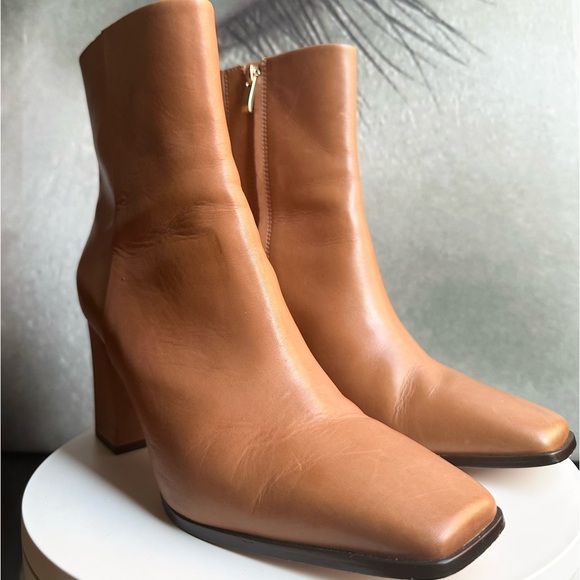 🌸PAIGE🌸 Farah Square Toe Bootie In Cognac Boots Size:10 - Picture 10 of 16
